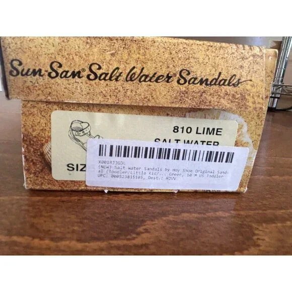 Salt Water Little Girls Size 10 Originals‎ Lime Sandals Leather Flats NEW - Picture 5 of 8